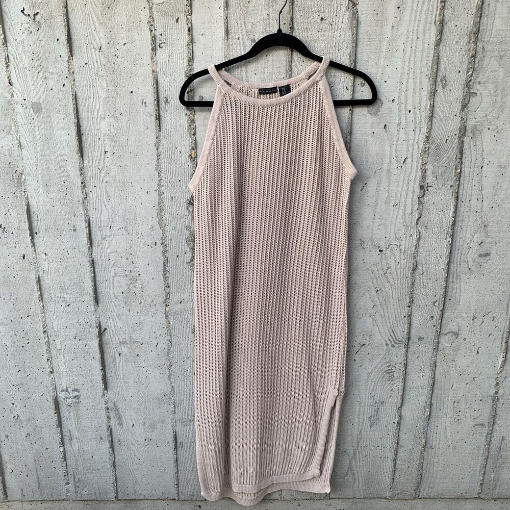 Tahari Women's Open Knit Swim Coverup Beige Boho Vacation Resortwear Beachy XL